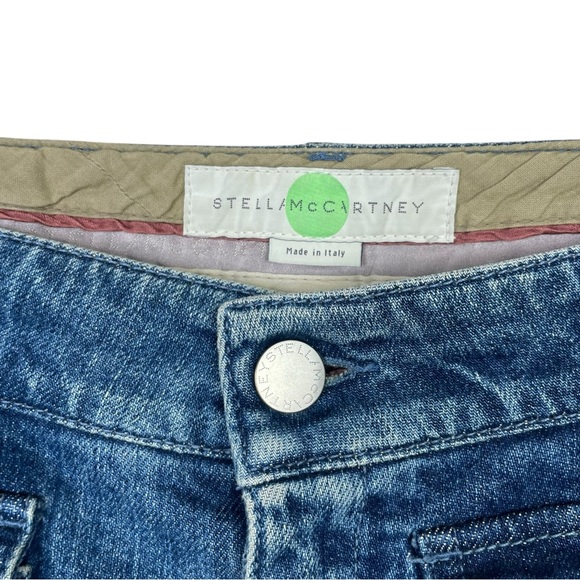 Stella McCartney Denim Jeans Bootcut Women Size 28 Blue  Flip Pockets Patched - Picture 4 of 15